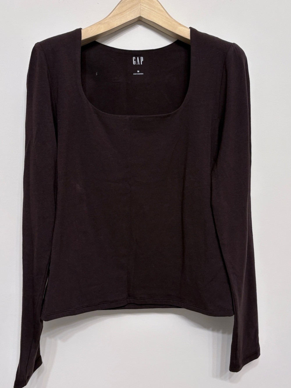 Gap dark brown contour cotton long sleeve sz m medium preloved